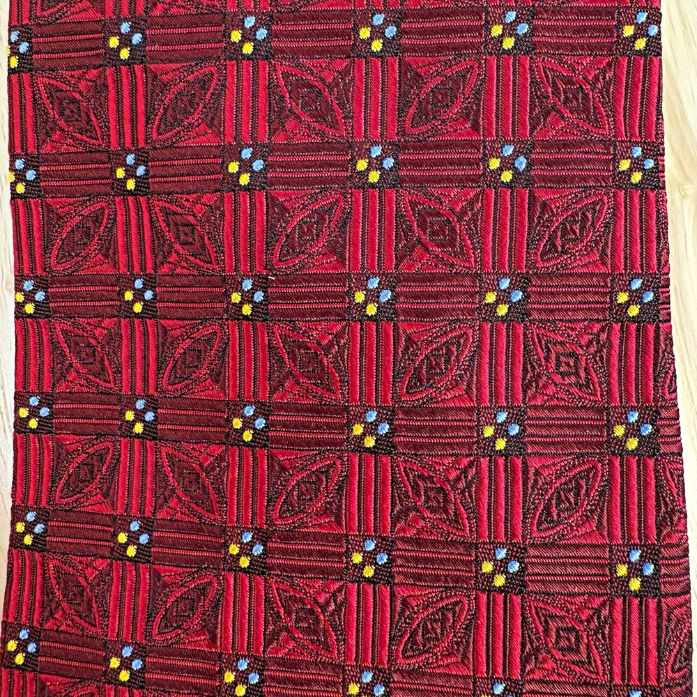 Robert Talbott Men's Red Geometric Woven Silk Designer Tie One Size